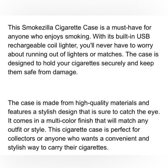 Smokezilla USB Cigarette light/case,push/slide 4 hot coil, “Wolf” logo - Picture 7 of 7